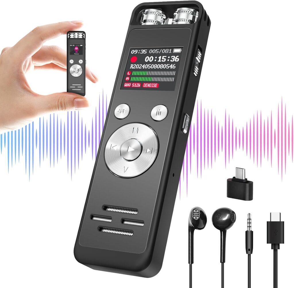 64GB Voice Activated Recorder AI Voice Recorder 800 Hours Storage and 30 Hours Battery Time